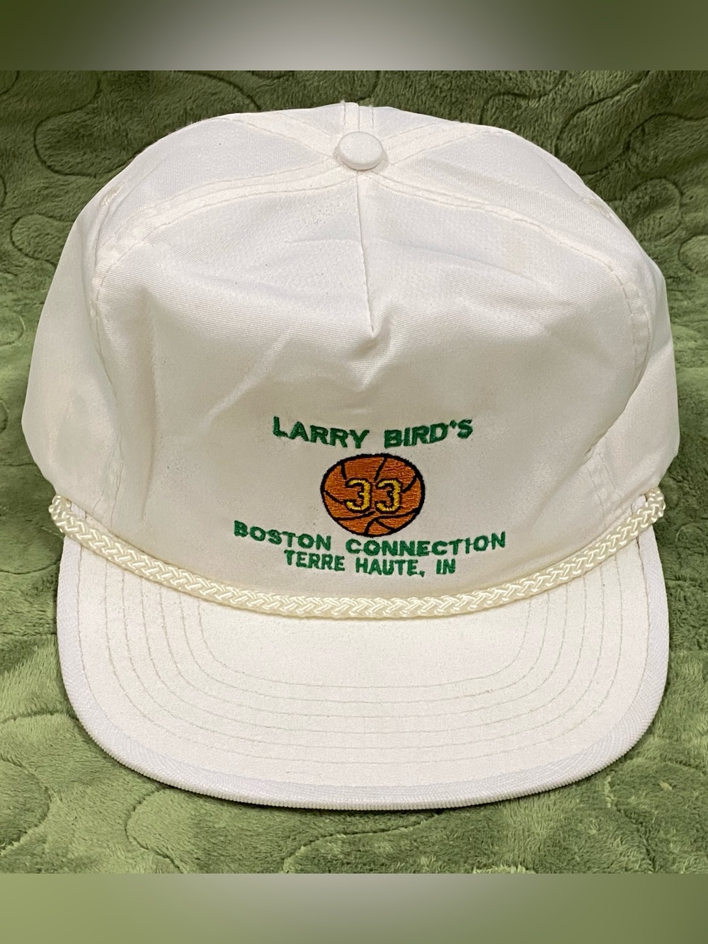 Vintage Larry Bird's Boston Connection Terre Haute, In Strap back Rope Hat White